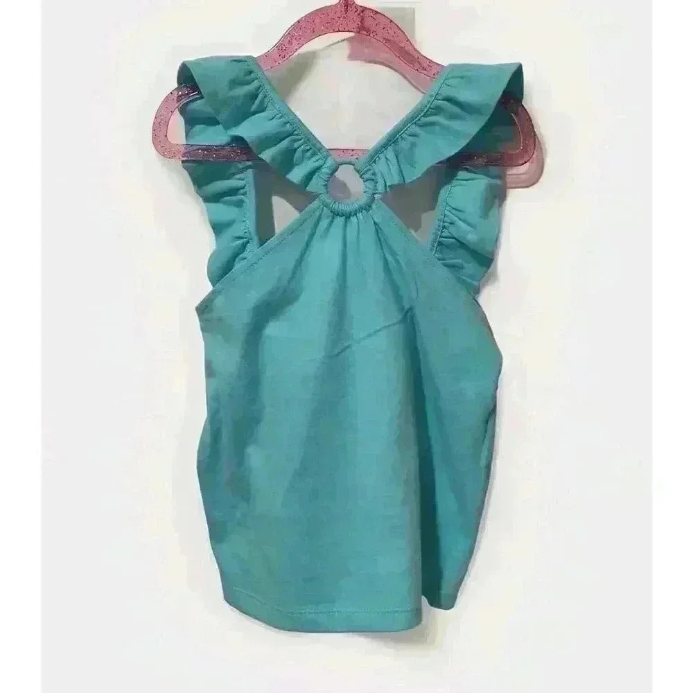 Janie and Jack Teal Ruffle Shoulder Tank Top
